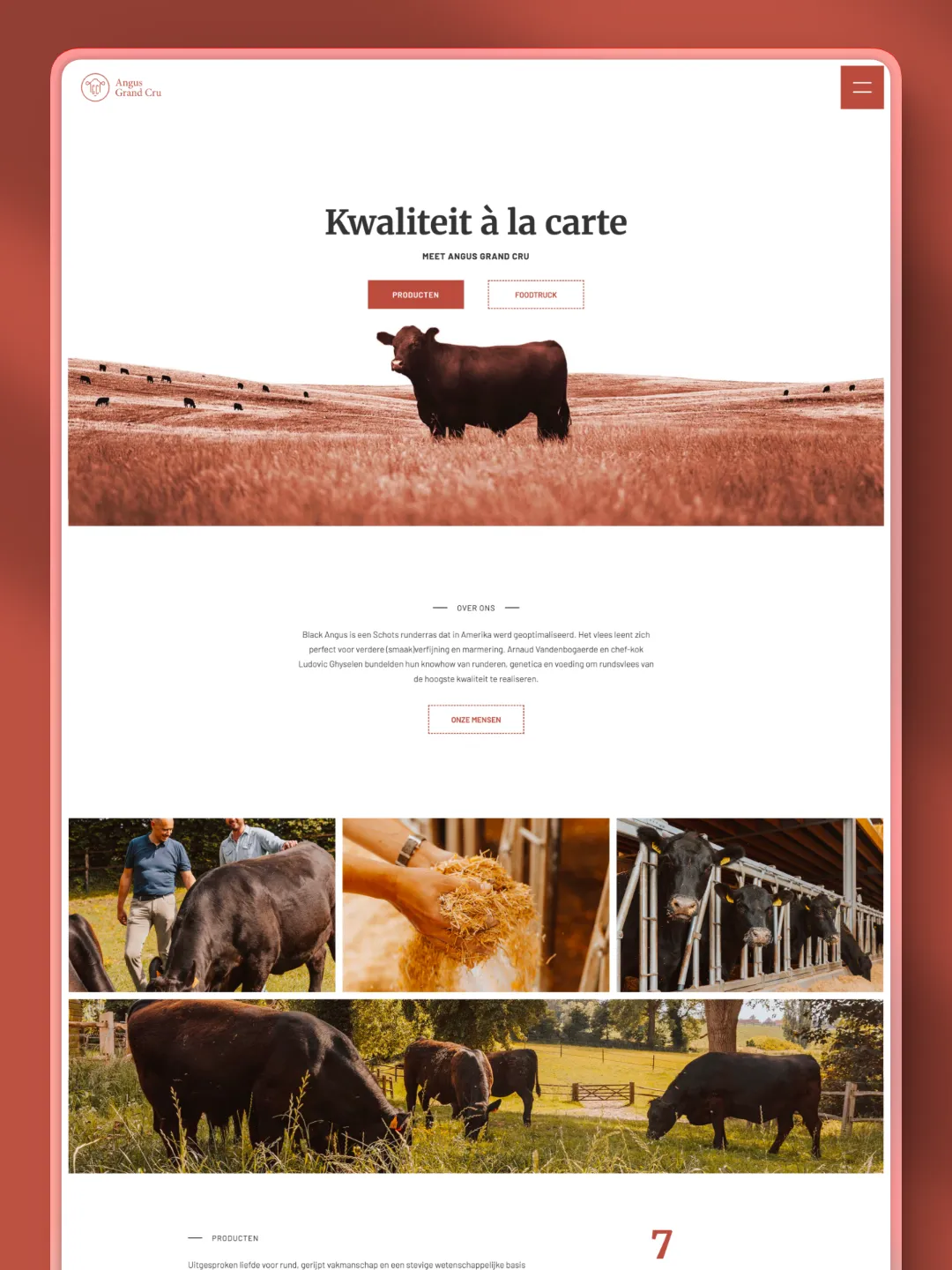 Bovenkant van de website van Angus Grand Cru
