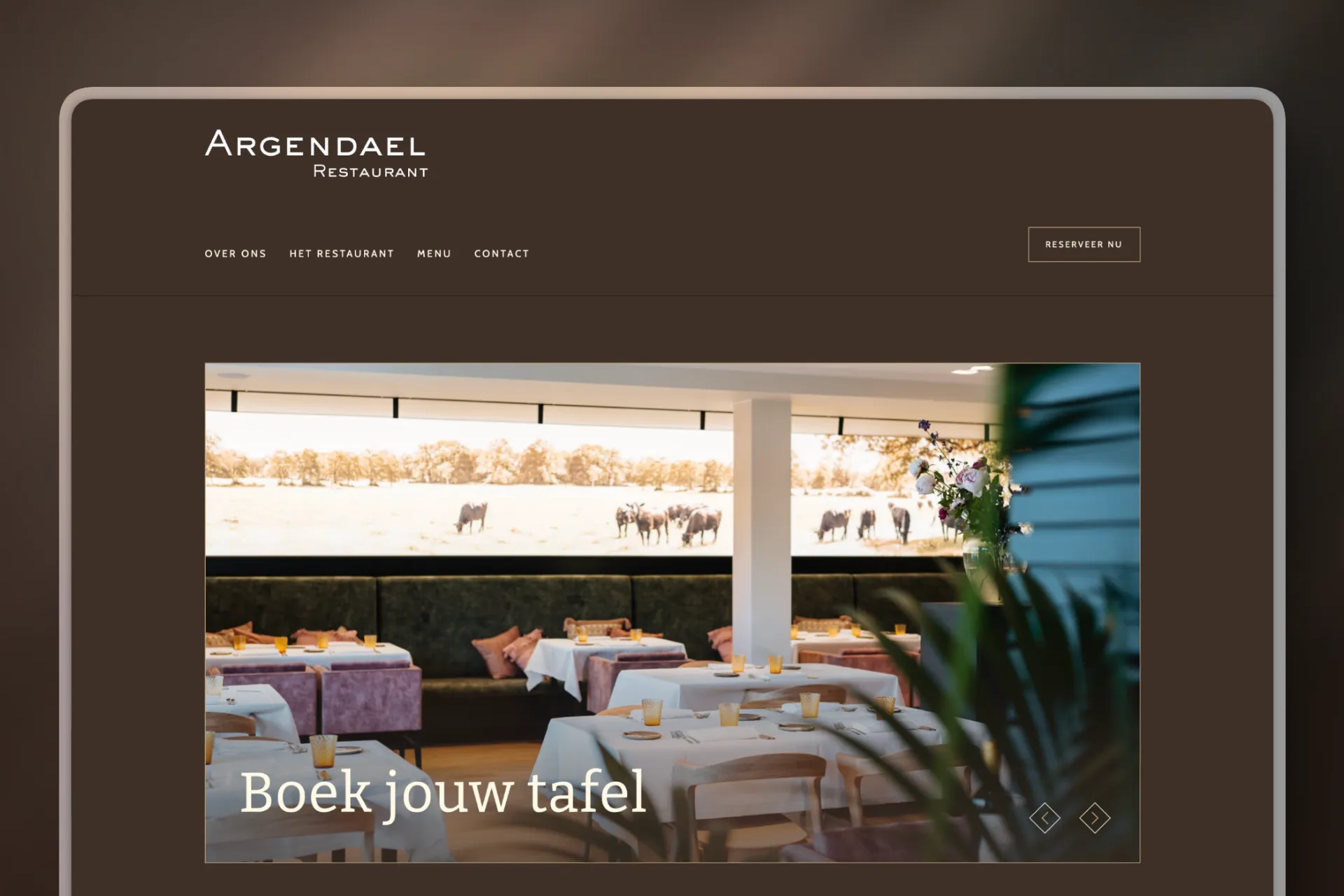 Website van Restaurant Argendael