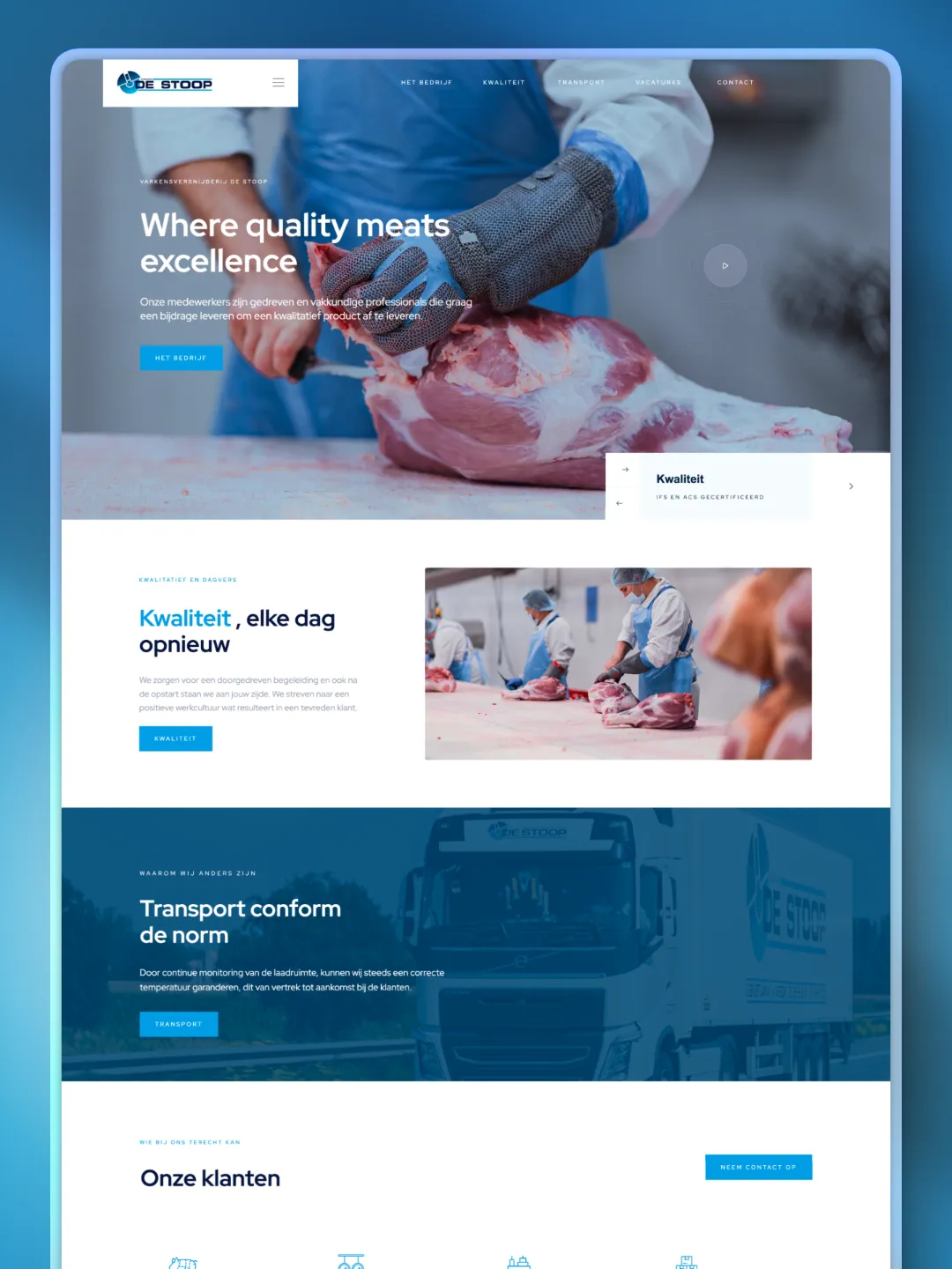 Bovenkant van de website van Varkensversnijderij Destoop